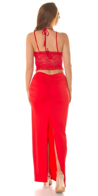Lace Crop Top to tie Red